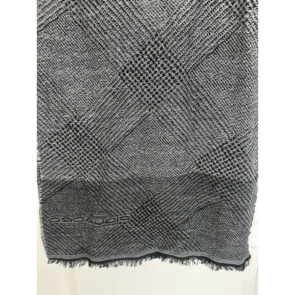 PIQUADRO Men's Wool Scarf Made in Italy Black Grey